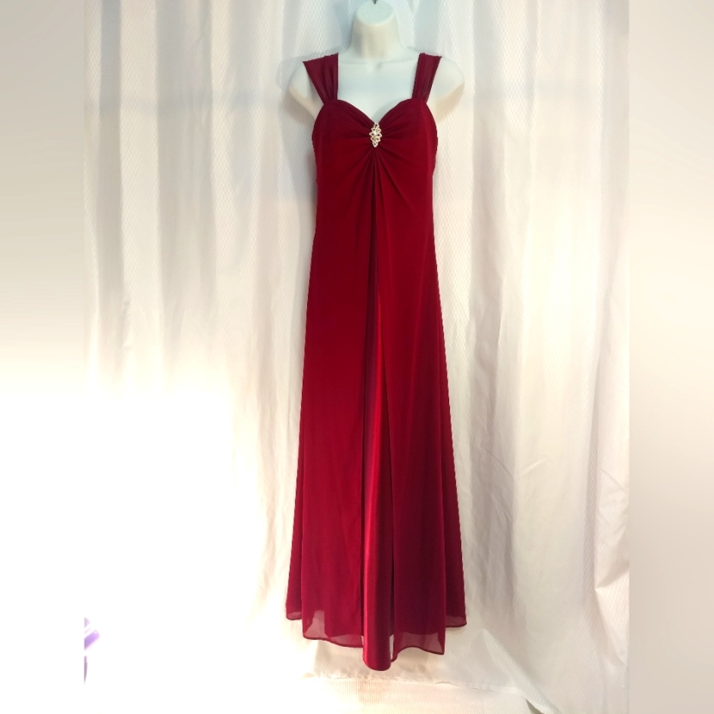 Poly USA Long Formal Prom Dress, Ruby Red, XS/S